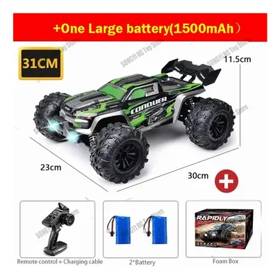 (16101 Green 2B) or 80KM/H Rc Cars 1/16 Off Drift Road 4WD with LED 2.4G Waterproof Remote Contr