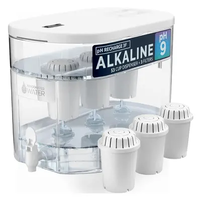 (White-3 Filters) 3F Alkaline Countertop Water Filter Dispenser - 3.3 Gallons Water Jug Dispense