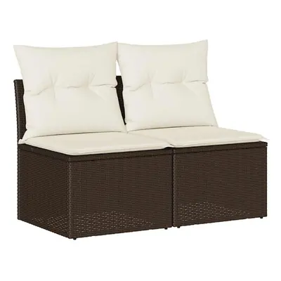 (brown, with storage) vidaXL Garden Sofa Set Piece with Cushions Couch Brown Poly Rattan Acacia