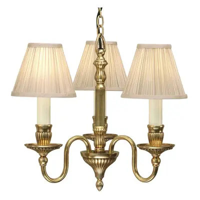 Opulent Hanging Ceiling Pendant Light Solid Brass Beige Shades Lamp Chandelier