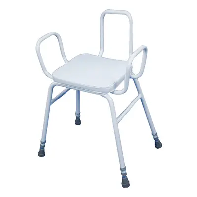 Perching Stool with Arms and Backrest - 915mm Height Padded Easy Clean Seat