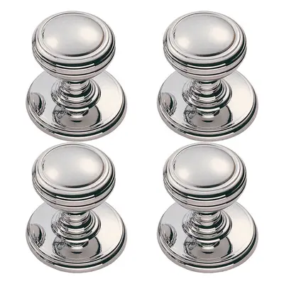 4x Ringed Tiered Cupboard Door Knob 25mm Diameter Polished Chrome Cabinet Handle