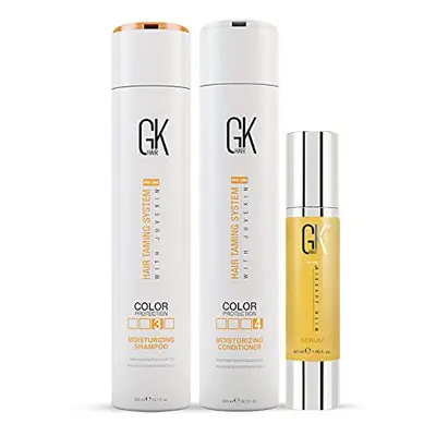 Global Keratin Moisturizing Shampoo and Conditioner Sets (10.1 Fl Oz/300ml) with Anti Frizz Seru