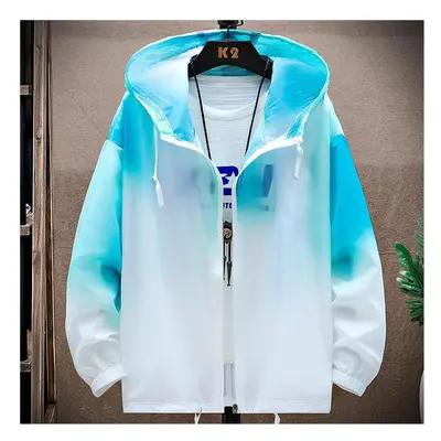 (Sky blue, 5XL) High Quality Sunscreen Jacket For Men Casual Windbreaker Jacket Breathable Water