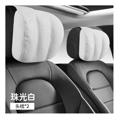 (White 2pcs) Car Headrest Neck Pillow For Mercedes Benz S-Class Maybach Pillow Auto