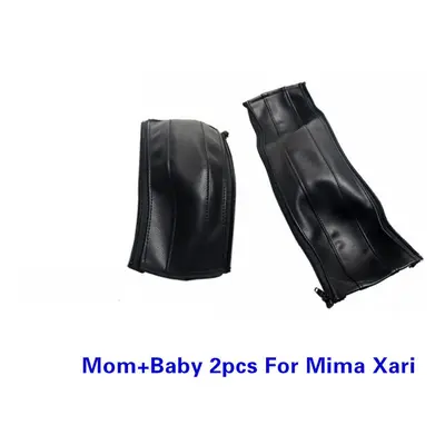 (mom baby 2PCS black) Baby Stroller PU Leather Handle Covers For Mima Xari Pram Bar Sleeve Case 