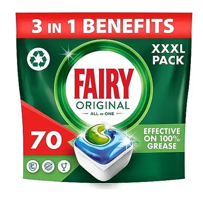 Fairy All-In-1 Dishwasher Tablets Bulk, Tablets, Original, Effective Even On Dried-On Grease