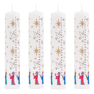 Pack Of Traditional Countdown To Christmas Pillar Advent Candle Three Wise Men