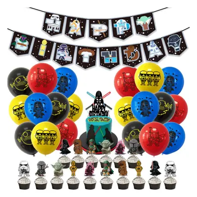 Happy Birthday Party Supplies Festival Home Decor Star Wars Themed Balloons Cupcake Toppers Bann