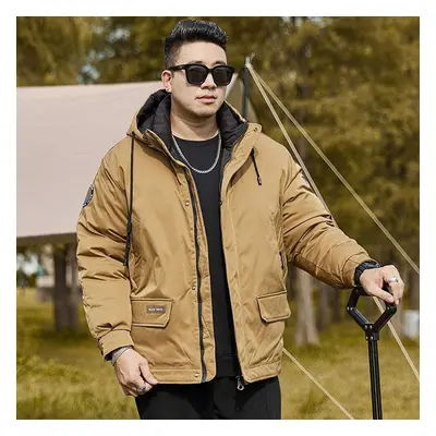 (green, 7XL) Winter Plus Size Men&apos;s Thickened Cotton-padded Jacket Coat Plus Fat Man Fashio