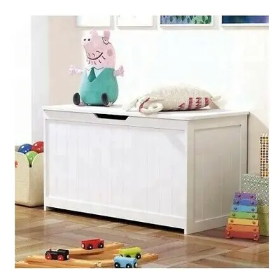 White Wooden Large Children Kids Storage Bench Toy Chest