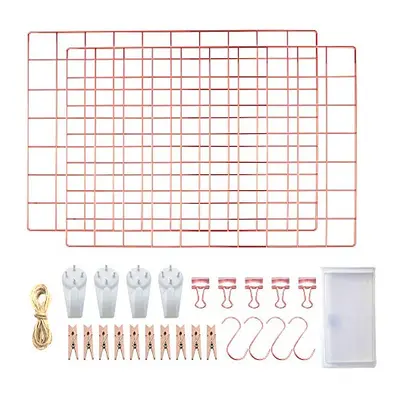 Rose Gold Wall Grid Panel - Photo Grid Wall Mesh Display - Wire Grid Memo Board Gold - Metal Boa