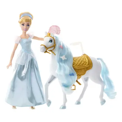 Mattel Disney Princess Toys Cinderella Fashion Doll & Horse with Saddle Brushable Mane & Tail & 