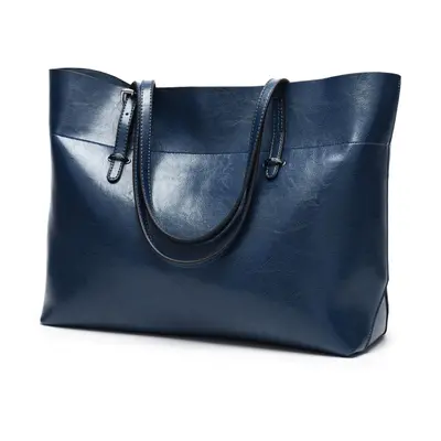 (dark blue) Elegant Leather Tote Bag Versatile Shoulder & Handbag for Women