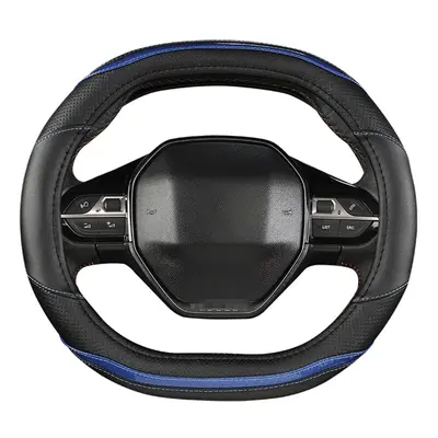 (blue) Car Steering Wheel Cover For Peugeot 4008 Carbon Fiber Two-Color