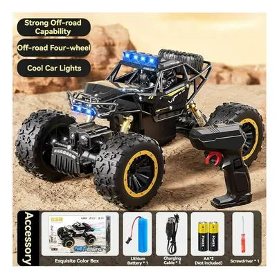 (28CM Black 4WD) New 6WD Oversize Remote Control Car With Led Lights Spray 2.4G Radio RC Cars Of