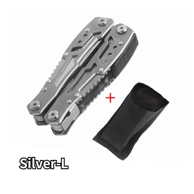 (Silver-L) Multi-tool Pocket Knife Pliers Folding Mini Portable Fold Outdoor Tactical Hunting Su