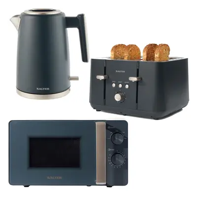 Salter COMBO-8687 Kettle Toaster Microwave Set ? Matching Kitchen Countertop Breakfast Set, Rapi