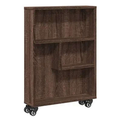 (brown oak) vidaXL Narrow Storage Trolley Bookcases Display Standing Shelf Engineered Wood