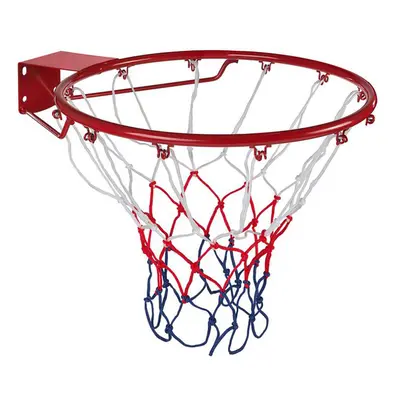 18 Inch Wall Mounted Red Basket Ball Hoop & Net Set - Outdoor Garden Dunk Frame