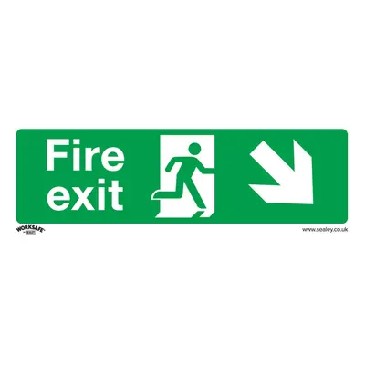 10x FIRE EXIT DOWN RIGHT Health & Safety Sign Self Adhesive x 100mm Sticker