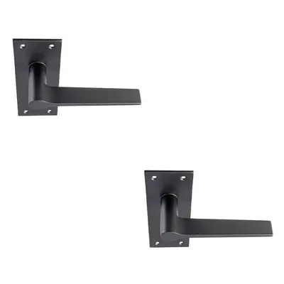 2x PAIR Flat Straight Handle on Slim Lock Backplate x 50mm Matt Black