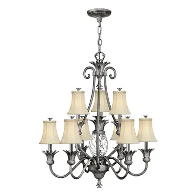 10 Bulb Chandelier LIght Polished Antique Nickel LED E14 60W