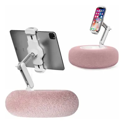 (Plush-Pink) Down quilt pillow stand, creative lazy pillow mobile phone tablet stand, mobile pho