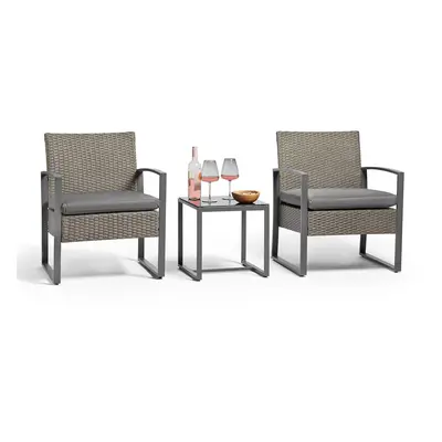 VonHaus Bistro Table & Chairs Set - Rattan Effect Garden Furniture Set for People with Removable