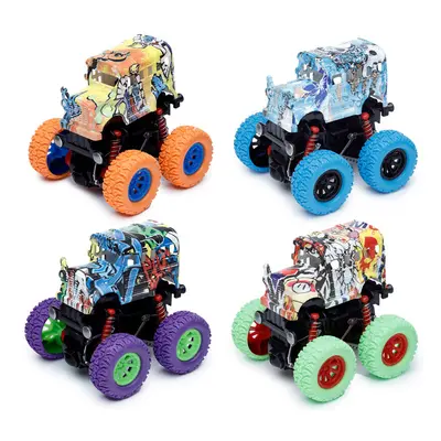 Graffiti School Bus 4x4 Rotating Stunt Monster Truck Toy