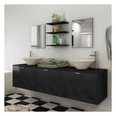 vidaXL Bathroom Furniture and Basin Set Piece Black Home Vanity Cabinet