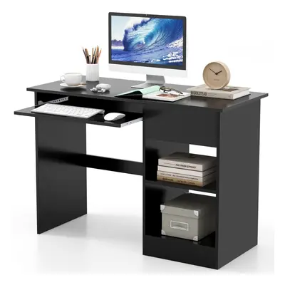 Wooden Computer Desk with Pull-out Keyboard Tray-Black