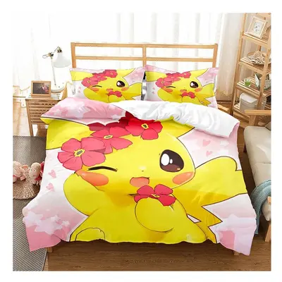 (Double-200*200, 17) PokÃ©mon Cartoon Bedding Single Double Quilt Cover 3D Cartoon