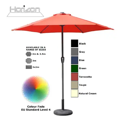 (2m, Terracotta) Parasol Aluminium Crank Full & Half Shade Umbrella