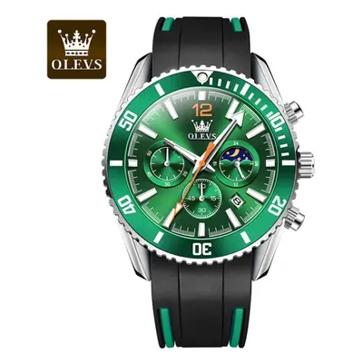 (green) Olevs With Gift Box Fashion Multifunctional Quartz Watch Luminous Waterproof Men&apos;s 