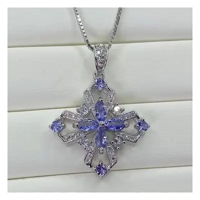 (blue) Sace Gems S925 Sterling Silver 2.5*5mm Natual Tanzanite Pendant Necklaces For Womne Engag