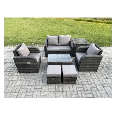 Fimous Wicker PE Rattan Outdoor Furniture Set Garden Love Sofa Coffee Table Armchair Side Table 