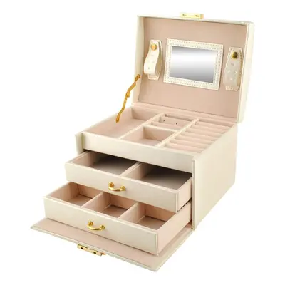 Large Jewelry Box in Several Levels - Beige