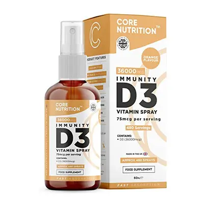 Core Vitamin D3 Spray | 3000iu (75mcg) Vitamin D3 High Strength | 60ml Gives Sprays Year+ Supply