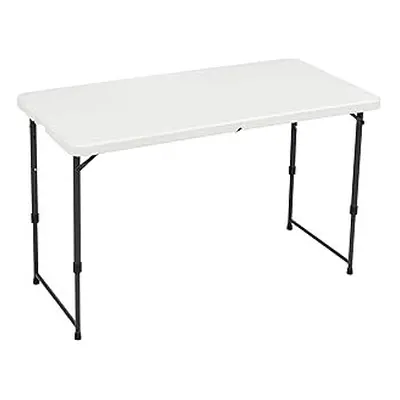 4 Foot Rectangular Folding Table, Adjustable Height Settings with Carrying Handle, Indoor & Outd