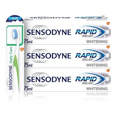 Sensodyne Sensitive Rapid Relief Whitening Toothpaste and Toothbrush Regime Kit