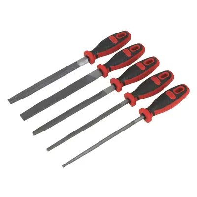 5 Piece 200mm Engineers Smooth Cut File Set - Double Cut - Comfort Grip Handles