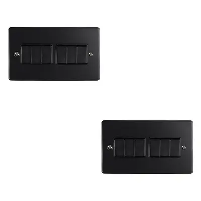 2 PACK Gang Metal Multi Light Switch MATT BLACK Way 10A Black Trim