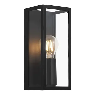 Wall Light Colour Black Shade Clear Glass Metal Box Frame Bulb E27 1x60W