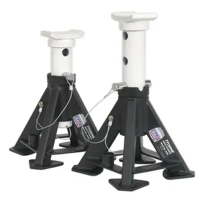 PAIR Tonne Heavy Duty Axle Stands - 354mm Max Height - Pin & Chain Support