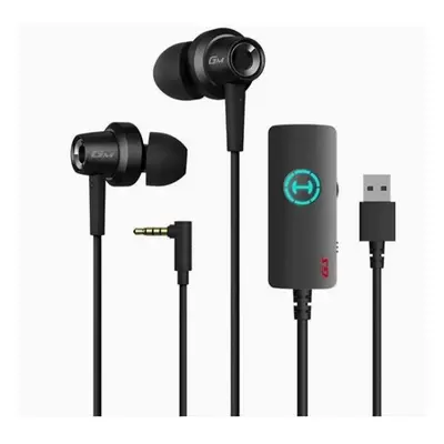 (Black) Edifier GM206+Sound Card Version In-ear Wired Microphone HIFI 7.1 Channel Headphones Gam