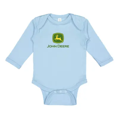 John Deere Baby Boy Logo Long Sleeve One Piece Bodysuit-Baby Blue-12M