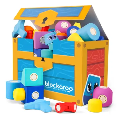 Blockaroo Magnetic Foam Bath Building Blocks 50Piece Trunk Set Preschool Toys Bathtub Toys Senso