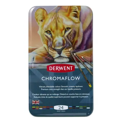 Derwent Chromaflow Coloured Pencils Tin, Set of 24, 3.5mm Core, Premium Core Strength, Professio