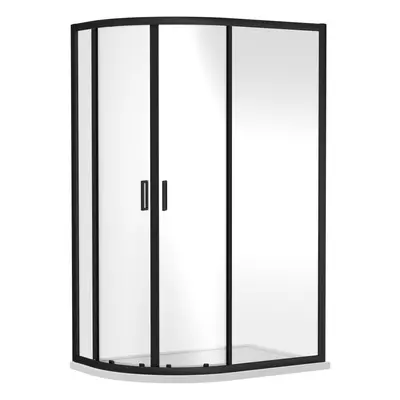 Offset Quadrant 6mm Toughened Safety Glass Shower Enclosure - 1000mm x 800mm - Black